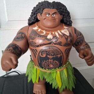 Disney Moana Maui Action Figure  16" talking & singing doll- Brown and Green